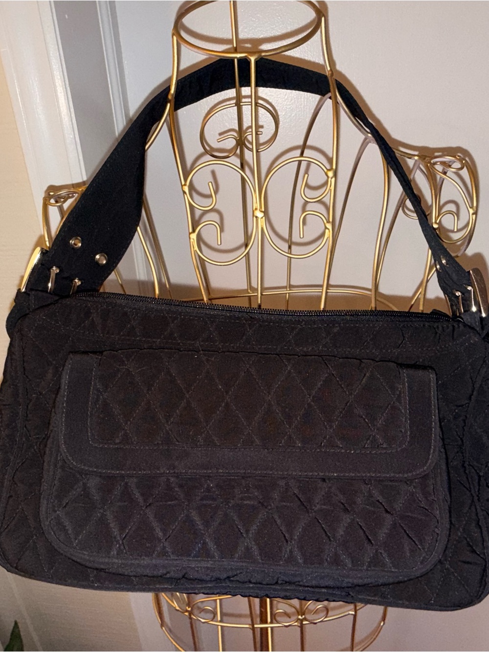Vera Bradley Black Quilted Handbag - Classic Women's Handbag